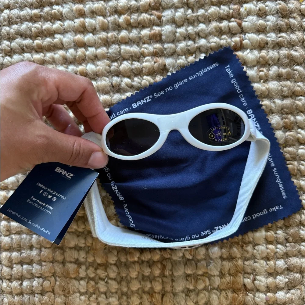 BANZ Sunglasses, Baby and Infant Sun Protection, Ages 0-2 Years, Arctic White